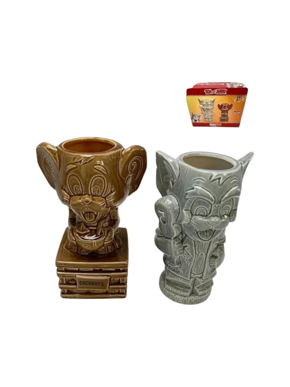 Geeki Tiki Tom and Jerry Tiki Mug  Hula Time Set of 2 Box Set New